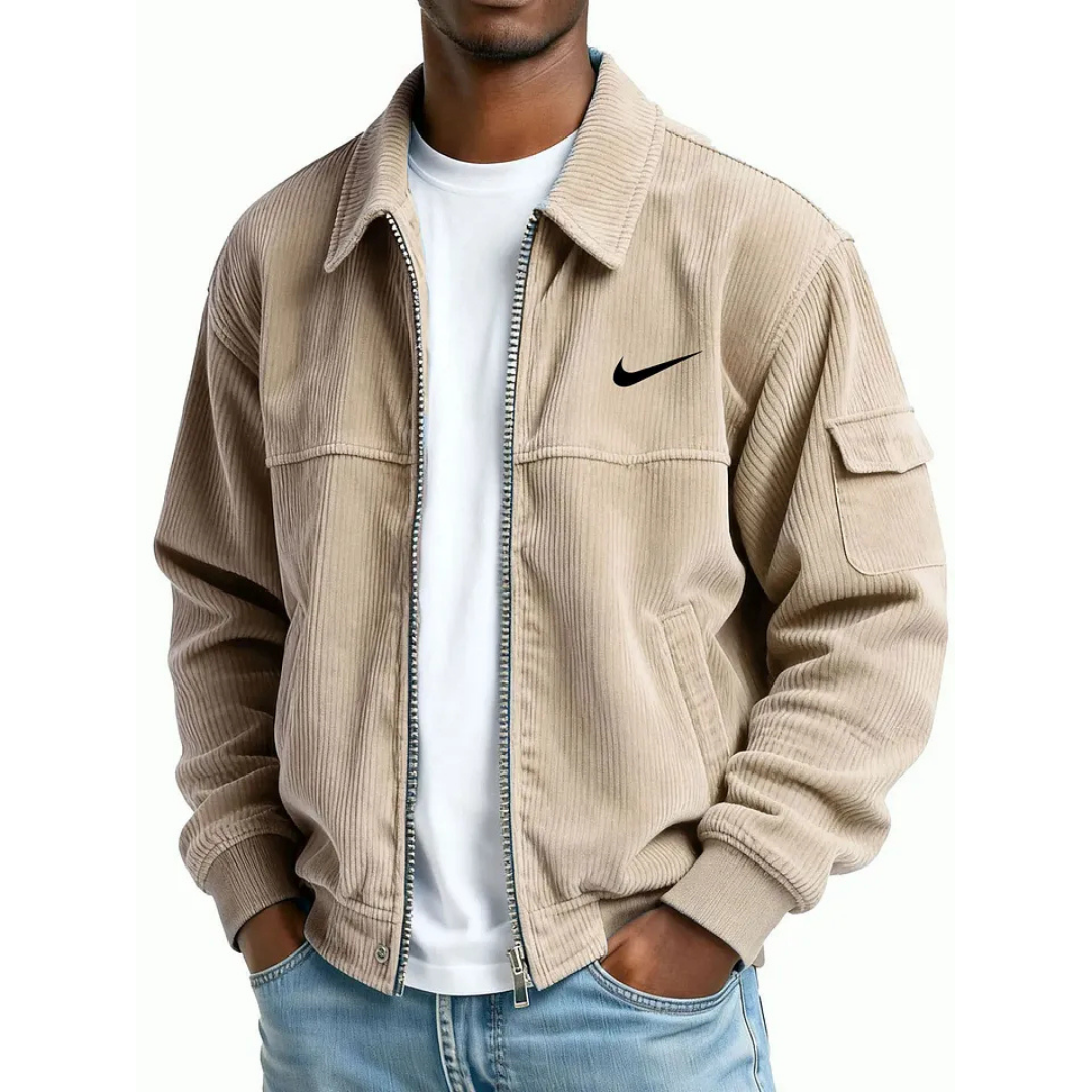 NK-Men's Fashion Casual Corduroy Zip-Up Bomber Jacket