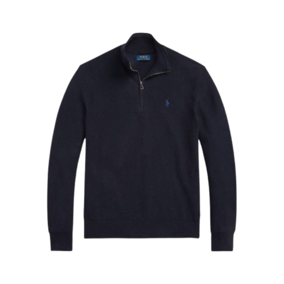 RL Mesh-Knit Cotton Quarter-Zip Sweater