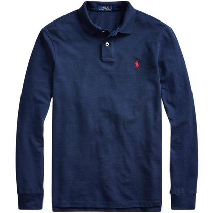 RL- Classic White Long Sleeve Polo "Timeless Elegance for Every Season"